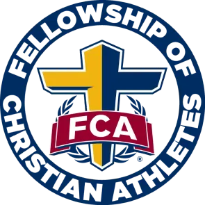 fca-1 FCA logo with a blue and yellow cross, red banner, and blue text: "Fellowship of Christian Athletes.