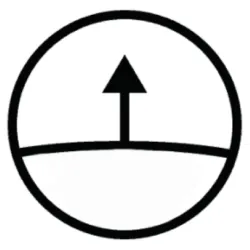 Black arrow pointing up from a horizontal line inside a circle, resembling a sunrise or upward direction.