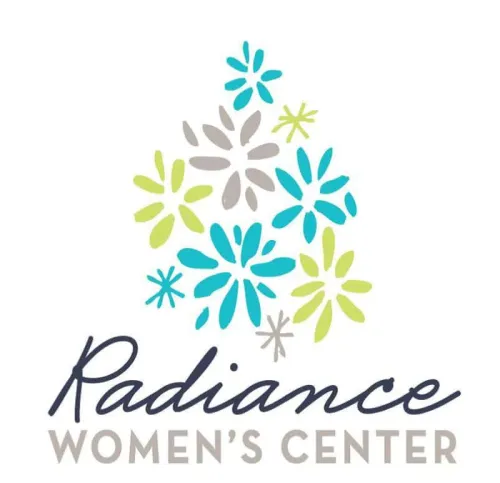 radiance-1 Logo with blue, green, and gray floral shapes above the text "Radiance Women's Center.