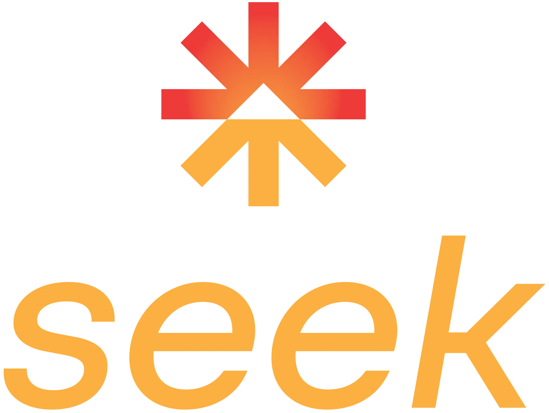 The image shows the Seek logo with an orange starburst above the word "seek" in lowercase orange letters.