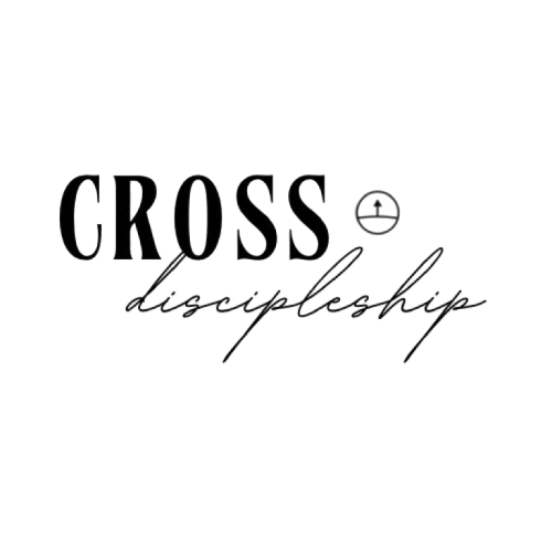 Black text reading "CROSS discipleship" with a cross symbol inside a circle next to "CROSS" on a white background.