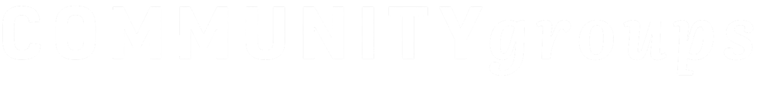 White text on a light gray background reads "COMMUNITYgroups" in bold and regular fonts.
